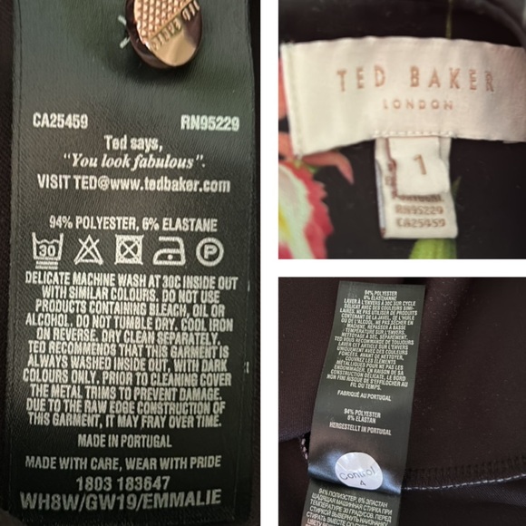 Ted Baker Emmalie Hampton Black & Multicolored Floral Scalloped Top - Small - Picture 13 of 16